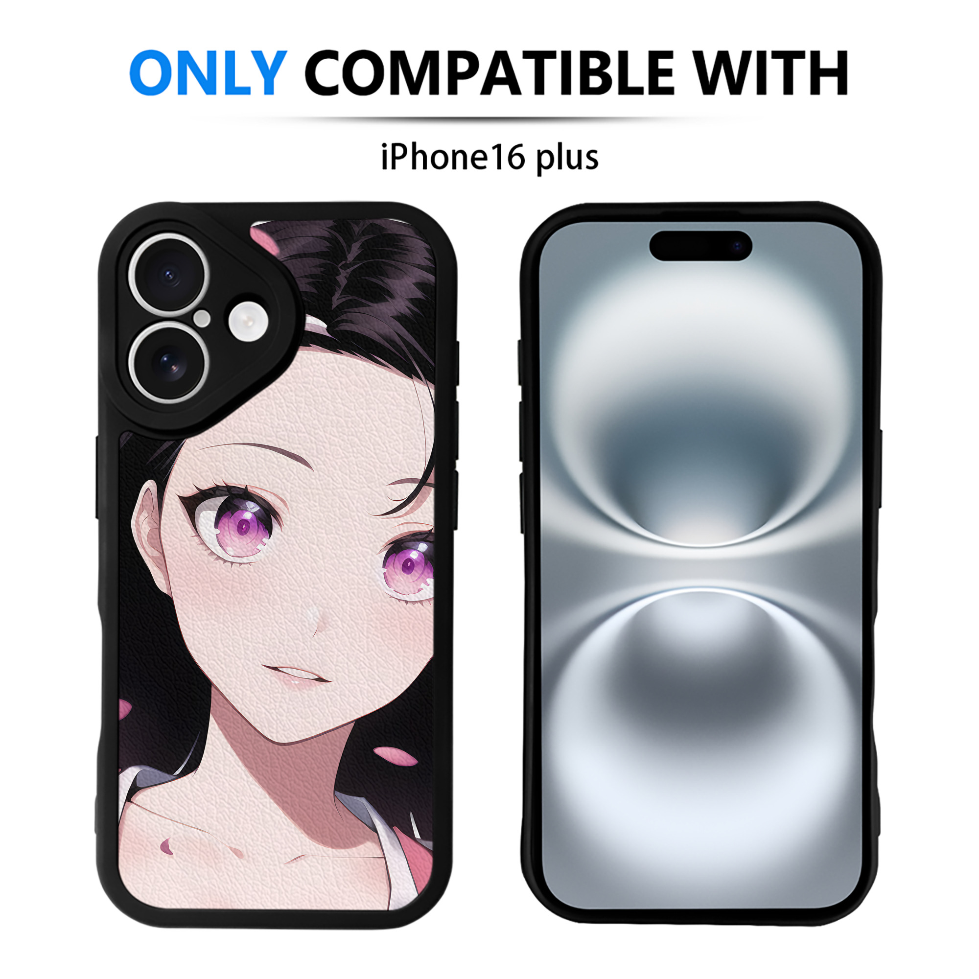 （画像用） 鬼滅の刃（きめつのやいば）竈門 禰󠄀豆子／かまど ねずこ Kamado Nezuko 【iPhone 16シリーズ対応】シリコンスマホケース（レザー調） 材質：シリコン